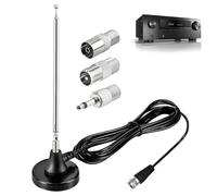 Antena TV Interior, Antena Radio Dab Fm Interior Casa, Con Base Magnética Cable Extensión 3metro,75 Ohm,Con Tres Conectores, Compatible Con Dab Radio Fm Estéreo,Negro