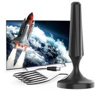 Antena TV Interior con Base Magnética - Antena TDT Digital para Televisión HDTV/DVB-T2 - Cable Coaxial de 5 Metros - Compatible con Smart TV, Freeview, 4K 1080p