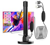 Antena TV Interior con Base Magnética y Amplificador Señal HDTV 8K 4K 1080P Compatible con Smart TV y Todos los Televisores Recepción Potente Antenas TV Interiores 5M Cable Coaxial
