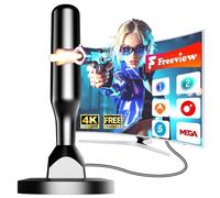 Antena TV Interior de Alta Recepción 2025 - Antena Receptora 360° con Base Magnética - Compatible con VHF/UHF/DVB-T/DVB-T2 - Señal Clara y Estable para Smart TV y Televisores