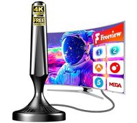 Antena TV Interior Digital 2026 para Smart TV - Recepción 360° con Señal Estable de Largo Alcance, Base Magnética, Cable Coaxial de 5 m, Compatible 4K y 1080P, Antena TDT con Canales Locales Gratis
