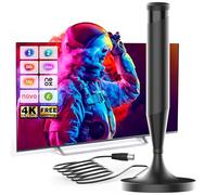 Antena TV Interior - Magnética 360° Recepción Señal Estable Compatible con Todos los Televisores Soporta 4K 1080P Digital - Aparato Smart para Televisión Portátil - Cable Coaxial 5m