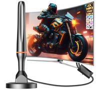 Antena TV Interior Potente 2025, 80+ Millas Receptor Digital 4K/1080P con Base Magnética, Antena TV Portatil,Capta Todos los Canales Locales, Cable Coaxial 3M