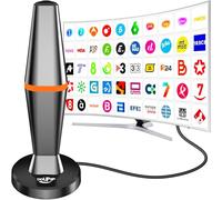 Antena TV Interior Potente, 50+ Millas Receptor Digital 4K/1080P con Base Magnética, Antena TV Portatil, Compatible con HD 4K/1080P/VHF/UHF/DVB-T/DVB-T2, Capta Todos los Canales Locales