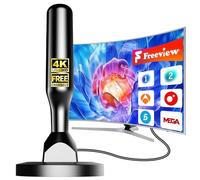 Antena TV Interior Potente HD - Antena TDT Digital con Recepción 360° Estable, Soporta Canales 4K/1080p, Base Magnética Fuerte, Instalación Rápida y Fácil, Compatible DVB-T2/DVB-T, Sin Suscripción