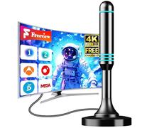 Antena TV Interior TDT HD 1080P 4K, Antena Portátil con Base Magnética, Recepción de Larga Distancia, Compatible con DVB-T/DVB-T2 y Smart TV, Acceso a Canales Locales Sin Suscripción