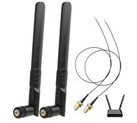 Antena WiFi Doble Banda 8dBi RP-SMA Macho y Cable de Extensión 30cm U.FL IPX IPEX MHF4 a RP-SMA Hembra para Tarjetas de Red Inalámbrica M.2 NGFF Intel, Adaptadores WiFi, Portátiles - Pack de 2