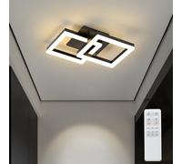 ANTENLICHT 20W Lampara Techo salon LED Regulable con Control Remoto, Moderno Plafon Led Techo Blanco Cálido a Frío 3000K-6500K, Luz de Techo Geométrico 2600LM para Salón, Dormitorio, Comedor, Negra