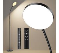 ANTENLICHT Lámpara de pie LED NOVA moderna, dimerizable con mando. 4 temperaturas de color & brillo. Timer 30 min/1h. Ideal para dormitorio, salón, oficina. Lámpara de suelo de 18W en plata.