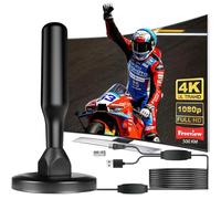 Antenna TV Interna 2026 Antenna TV Interna Amplificata Potente, Terrestre Con 500 km di Ricezione Con Base Magnetica, Amplificatore di Segnale Support 4K HD/1080P per HDTV