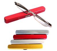 Anteojos de lectura presbicia para anteojos portátiles Unisex Diseño ultrafino ultra fino con bisagra de resorte Clip liviano portátil de aluminio Estuche con clip para bolígrafo (color al azar