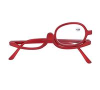 anteojos de maquillaje con lupa, anteojos de maquillaje de ojos de moda giratorios de una sola lente para mujer rojo(+3.00)