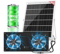 ANTEQI Ventilador solar con batería de 18000 mAh y temporizador, 40 W, 3500 rpm, ventilador de escape solar de alta velocidad, ventilación impermeable de bajo ruido para gallinero, invernadero