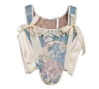 Antermaxier Las Mujeres de la Vendimia de impresión Floral Chaleco Bordado de Flores Patrón Apretado cordón Tie-up Tank Bustier Corsé