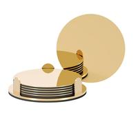 Anterrific Posavasos de acero inoxidable dorado con soporte, juego de 6 posavasos redondos únicos con base de EVA antideslizante, decoración de inauguración de la casa para bar de café y mesa de