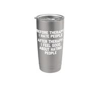 Antes de la terapia: Odio a todos... dicho divertido sarcástico Vaso térmico de acero inoxidable de doble pared