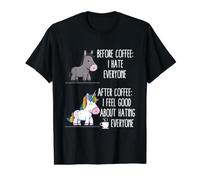 Antes del café, Odio a Todos después de Que me Siento Bien por odiar Camiseta gráfica económica, Hombre, Negro, XL