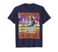 Antes Muerta Que Simple Divertido Español Halloween Camiseta, Hombre, Azul Marino, M