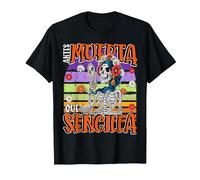 Antes Muerta Que Simple Divertido Español Halloween Camiseta, Hombre, Negro, 3XL