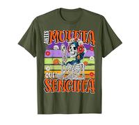 Antes Muerta Que Simple Divertido Español Halloween Camiseta, Hombre, Verde Oliva, S