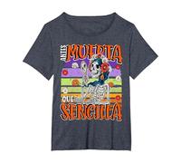 Antes Muerta Que Simple Divertido Español Halloween Camiseta, Mujer Tallas Grandes, Azul Jaspeado, 5XL Grande