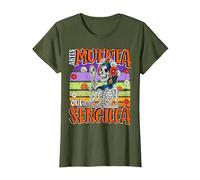Antes Muerta Que Simple Divertido Español Halloween Camiseta, Mujer, Verde Oliva, XL