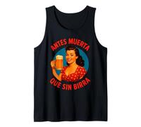 Antes Muerta Que Sin Birra Cerveza Pin-Up Retro Mujer Fiesta Camiseta sin Mangas