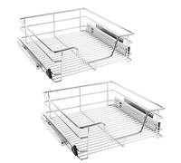 Anth 2x Cajones Telescópicos de Cocina, Cajón de Cocina de malla de Alambre 46cm, Juego de 2 Telescópicos Cajón para Almacenar Set, Rieles Incluidos, Armario Extraíble de Cocina
