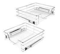 Anth 2x Cajones Telescópicos de Cocina, Cajón de Cocina de malla de Alambre 56cm, Juego de 2 Telescópicos Cajón para Almacenar Set, Rieles Incluidos, Armario Extraíble de Cocina
