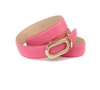 Anthoni Crown Cinturón automático para mujer, 3,5 cm, piel auténtica rosa con patrón de cuadrícula roja, hebilla dorada, acortable, elegante y a la moda, Rosa., 100
