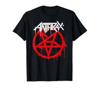 Anthrax Red Pentagram Logo Camiseta, Hombre, Negro, 6XL