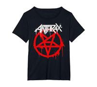 Anthrax Red Pentagram Logo Camiseta, Mujer Tallas Grandes, Negro, 5XL Grande