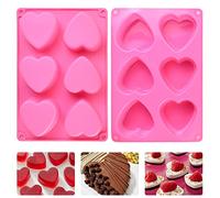 ANTHYTA 2 PCS Molde de Silicona en Forma de Corazón Para Hornear Magdalenas - 6 Cavidades de Corazones Para Repostería, Chocolate, Dulce, Pudín, Cupcake, Pastel y Mousse