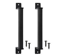 ANTHYTA 2 PCS Tiradores de la Puerta de Granero Manija de Puerta de Granero 4 Tornillos Tirador de Puerta de Acero Carbono Tirador de Puerta Correderas Negro Manija Retro para Puerta Armario Alacena