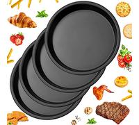 ANTHYTA 4 PCS Molde para Quiche de Acero Carbono Moldes para Tarta Antiadherentes Moldes de Repostería Redondos Bandeja de Pizza Antiadherente Bandeja Redonda para Bizcocho Tartaleta Pizza(7pulgada)