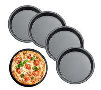 ANTHYTA 4 PCS Molde para Quiche de Acero Carbono Moldes para Tarta Antiadherentes Moldes de Repostería Redondos Bandeja de Pizza Antiadherente Bandeja Redonda para Horno para Bizcocho Tartaleta Pizza
