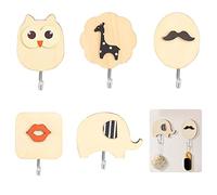 ANTHYTA 5 PCS Ganchos de Pared de Madera Ganchos Autoadhesivos para Toallas Colgador Infantil para Pared Ganchos de Pared de Animales Percheros Infantiles Pared para Abrigos en Baño Cocina Dormitorio