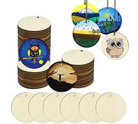 ANTHYTA 50 PCS Rebanadas de Madera Redondas de Bricolaje 4cm Discos Madera Manualidades con Agujero Discos en Rodajas de Madera sin Acabado para DIY Tarjeta Etiqueta Decoración de Fiestas Habitación