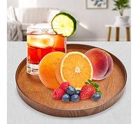 ANTHYTA Bandeja para Servir Té Plato de Madera para Servir Bandeja para Servir Comidas Plato Redondo para Té Bandeja Versátil para Servir 27 cm Fuente de Madera Redonda para Camarero Aperitivos Fruta