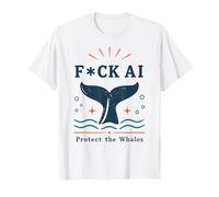 Anti AI Ballena Protesta Retro Activista Océano Humor Camiseta