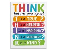 Anti Bullying Poster THINK Before You Speak SEL Classroom Rules Canvas Painting Wall Art for School(Framed,08x12inch(20x30cm))
