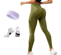 Anti Cellulite 3D Compression Leggings for Women, High Waist Butt Lifting Slimming Gym Workout Legging (Olive Green,XXL)