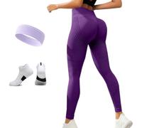 Anti Cellulite 3D Compression Leggings for Women, High Waist Butt Lifting Slimming Gym Workout Legging (Dark Purple,M)