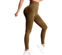 Anti Cellulite Compression 3D Leggings for Women, Butt Lifting Tummy Control, High Waisted Resistance Band. Seamless Ladies Leggings,Running Gym Yoga Clothes Pants (Brown,m)