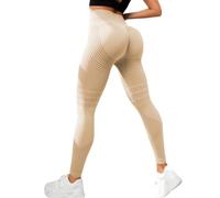 Anti Cellulite Compression 3D Leggings for Women, Butt Lifting Tummy Control, High Waisted Resistance Band. Seamless Ladies Leggings,Running Gym Yoga Clothes Pants (Apricot,m)
