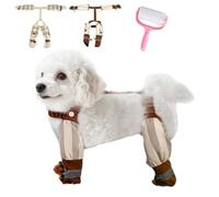 Anti Dirt Pants for Dogs,Waterproof Dog Suspender Boots,Anti-Slip Dog Paw Protector Shoes,Pet Adjustable Outdoor Boots for Rain Snow Walking (Beige, S)