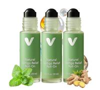 Anti-Dizzy Roll On, 10 ml de aceite aromático con ingredientes naturales, alivia los mareos con menta y extracto de jengibre, suave y sin irritaciones, alivia la fatiga y el estrés (3 unidades)