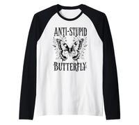 Anti-estúpido Mariposa Floral Introvertido Cita Antisocial Camiseta Manga Raglan