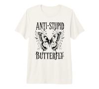 Anti-estúpido Mariposa Floral Introvertido Cita Antisocial Camiseta Premium