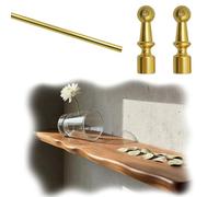 Anti Fall Cabinet Shelf Rail Bar 8 12 16 20 24 30 38 in, Aluminum Pole Guard Rail for Hanging Shelf, Metal Decor Shelf Fence Rod and Connector Posts(Gold a,12in/30cm)